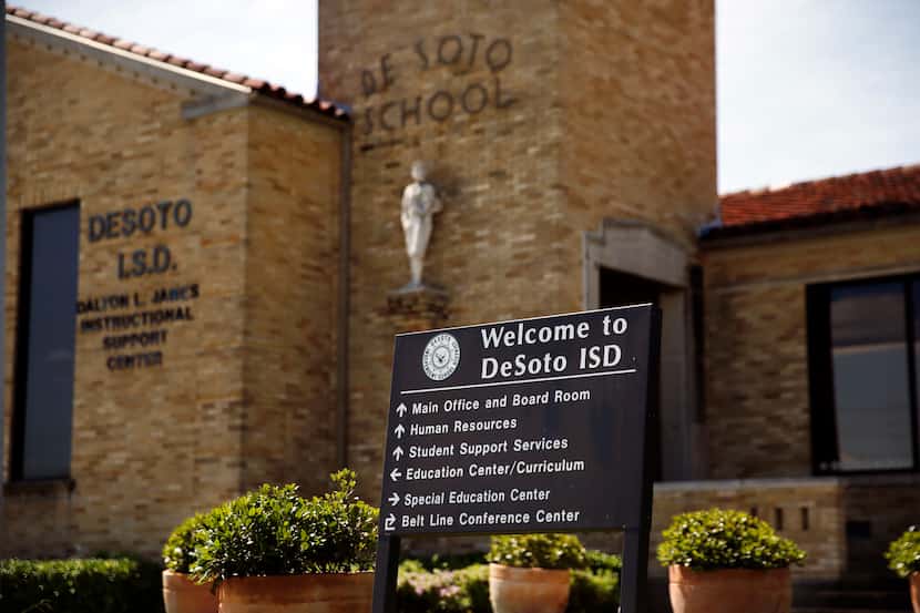 An exterior view of the DeSoto Independent School District headquarters in DeSoto, Texas,...