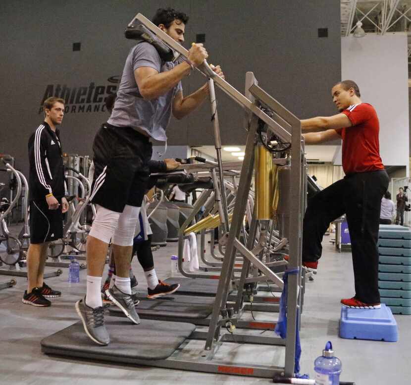 Texas Tech tight end Jace Amaro works out with other NFL draft prospects workout at Frisco...