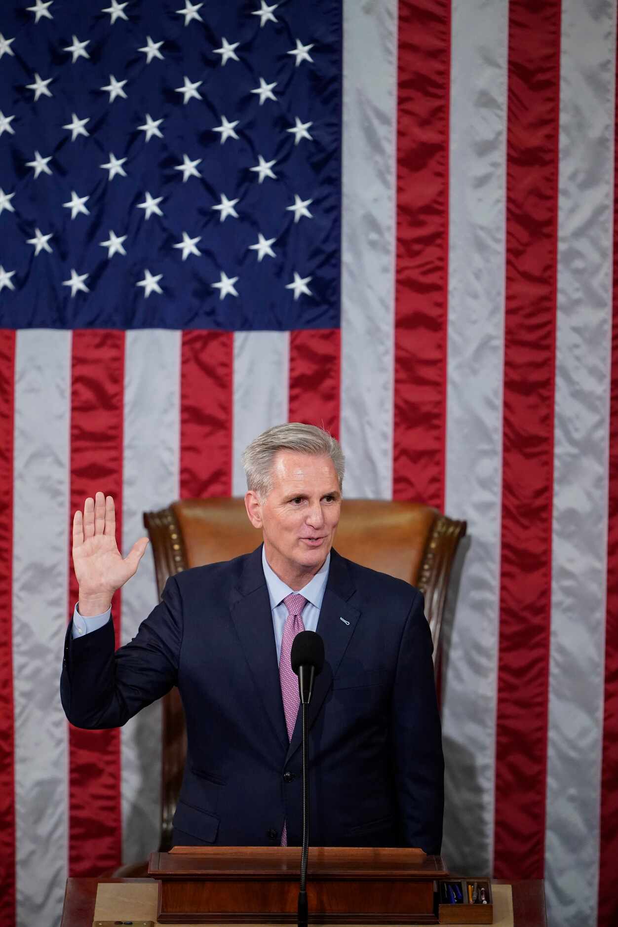 Dean of the House Rep. Hal Rogers, R-Ky., swears in Rep. Kevin McCarthy, R-Calif., as House...