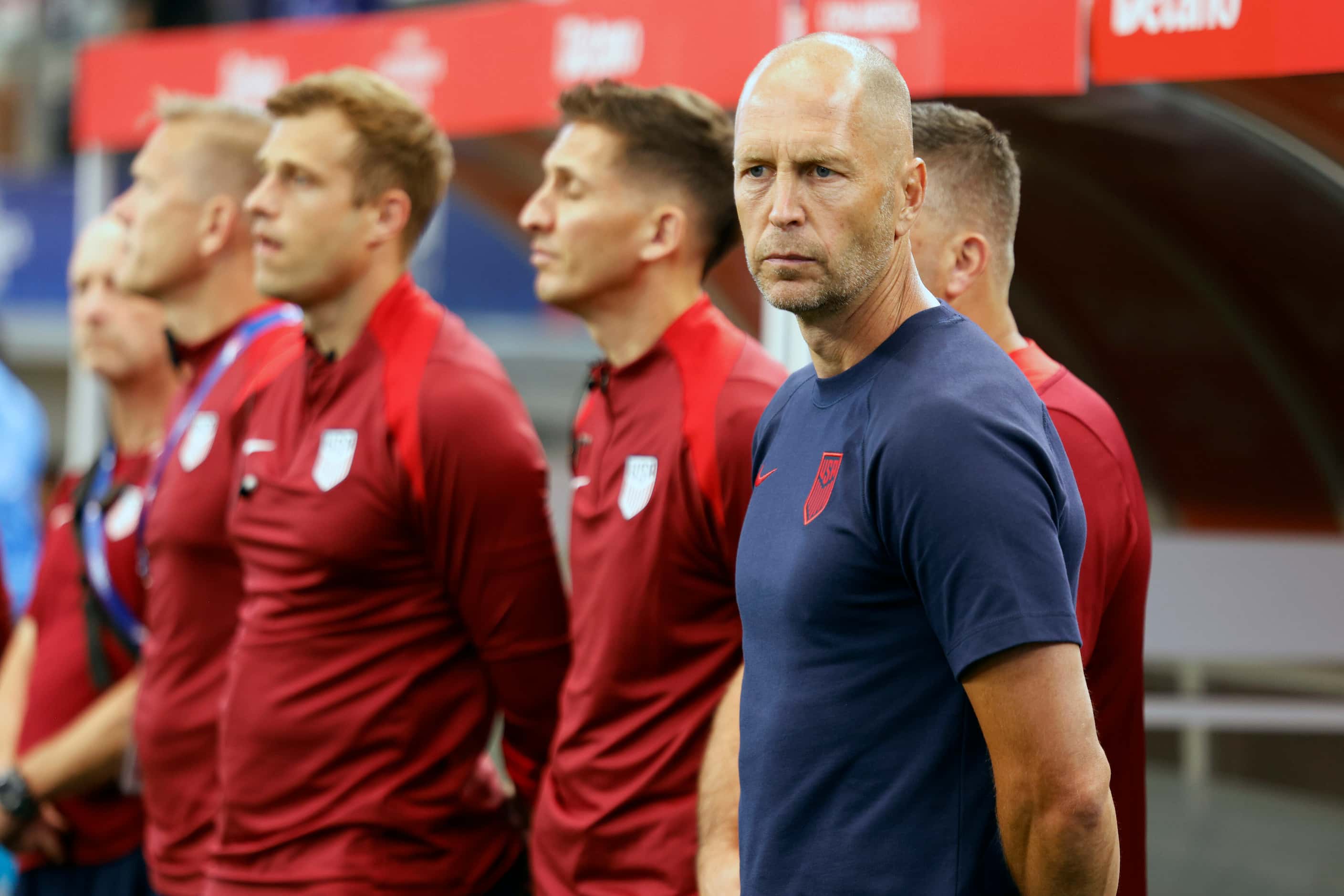 United States head coach Greg Berhalter before a Copa America Group C soccer match against...