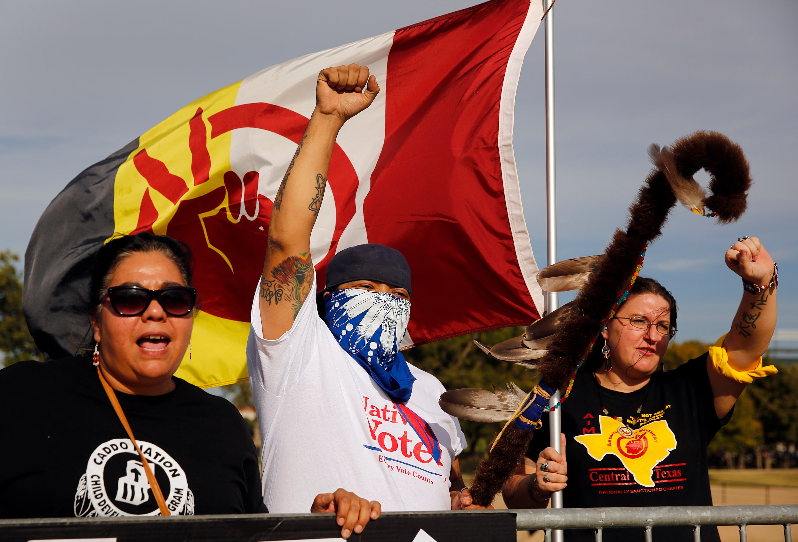 Diane Parton of the Caddo Nation and Robert Leonard of the Lakota Nation and Cantan Sa...