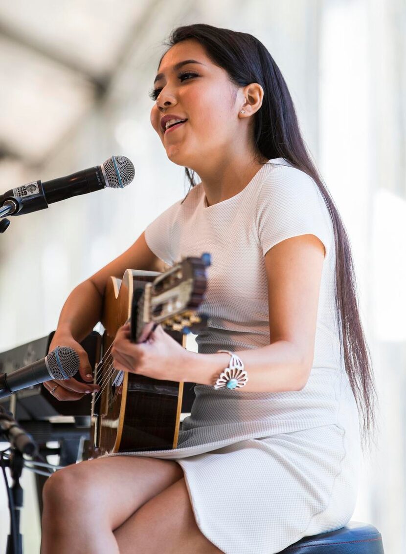 
Mariachi musician Kate Smith, 16, of San Antonio performs during the luncheon. 
