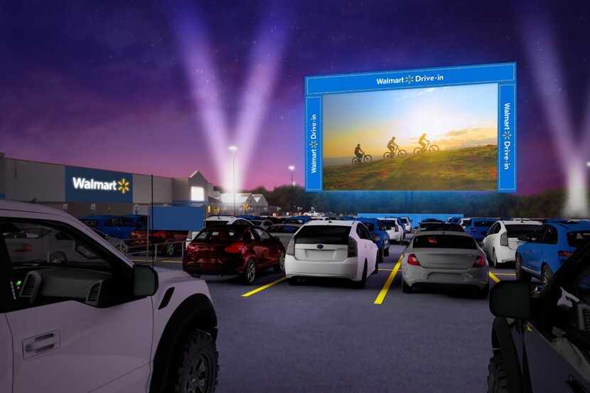 Walmart está transformando estacionamientos en 160 sucursales en autocinemas hasta octubre.