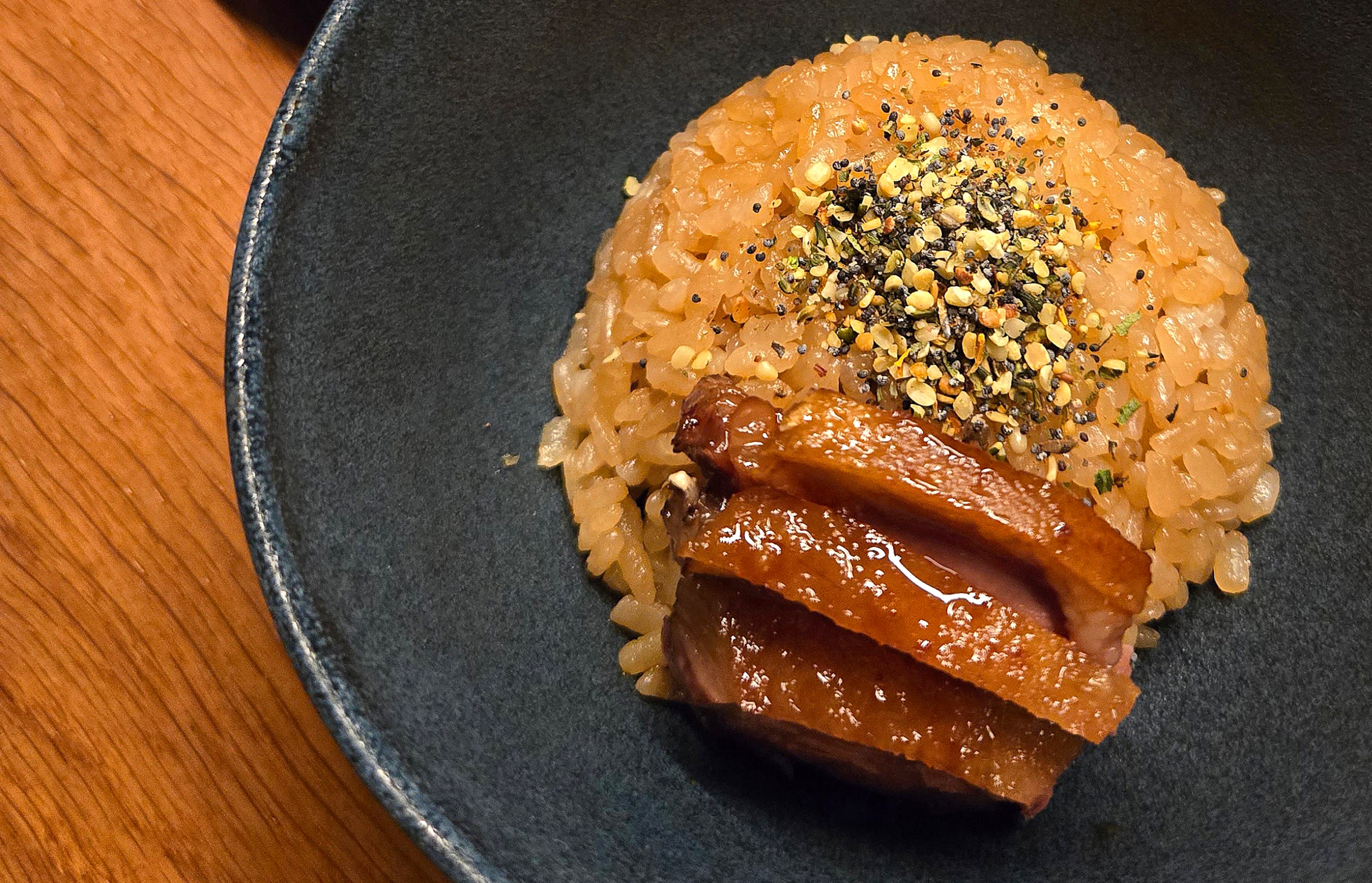 Duck with rice were part of the tasting menu at Jatak, a restaurant in Denmark. Richardson...