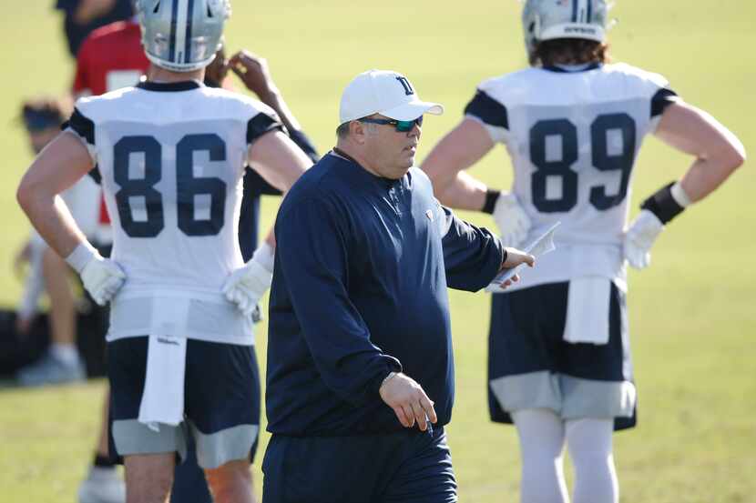 Cowboys head coach Mike McCarthy is pictured during the first day of training camp at The...