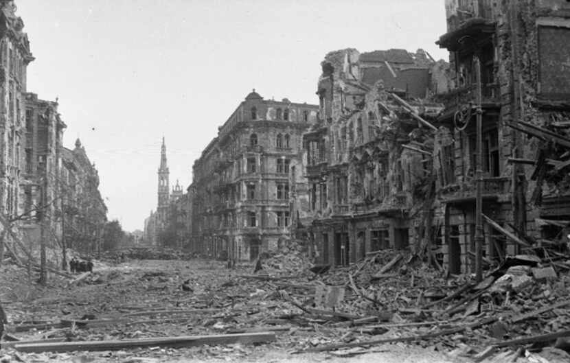 The ruins of the Church of the Holiest Savior in Warsaw were recorded by a photographer in...