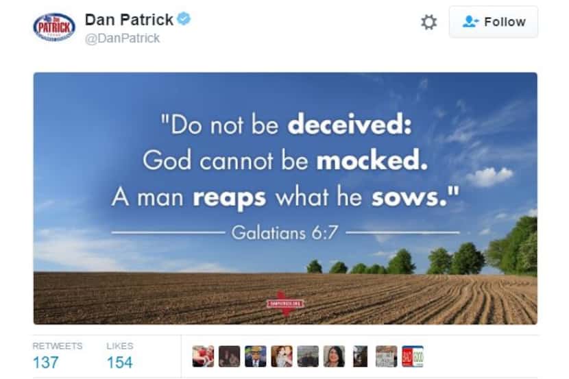  This tweet from Lt. Gov. Dan Patrick's account was postedÂ a few hours after the Orlando...