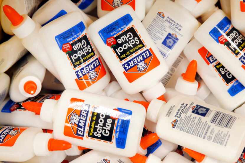 A bin of Elmer's School Glue are pictured as back-to-school shoppers at Target get a head...