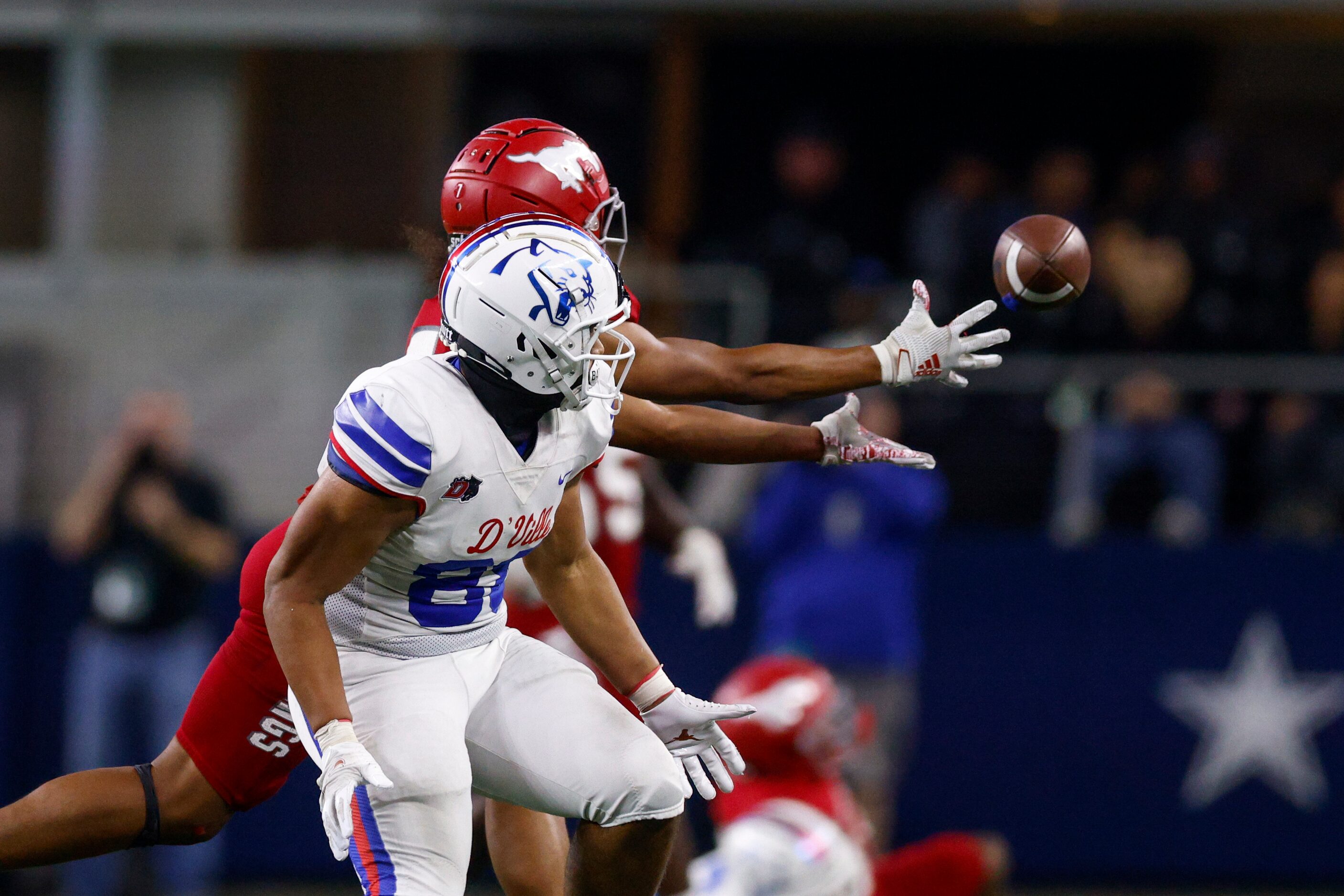 Galena Park North Shore defensive back Jayven Anderson (7) intercepts a pass intended for...