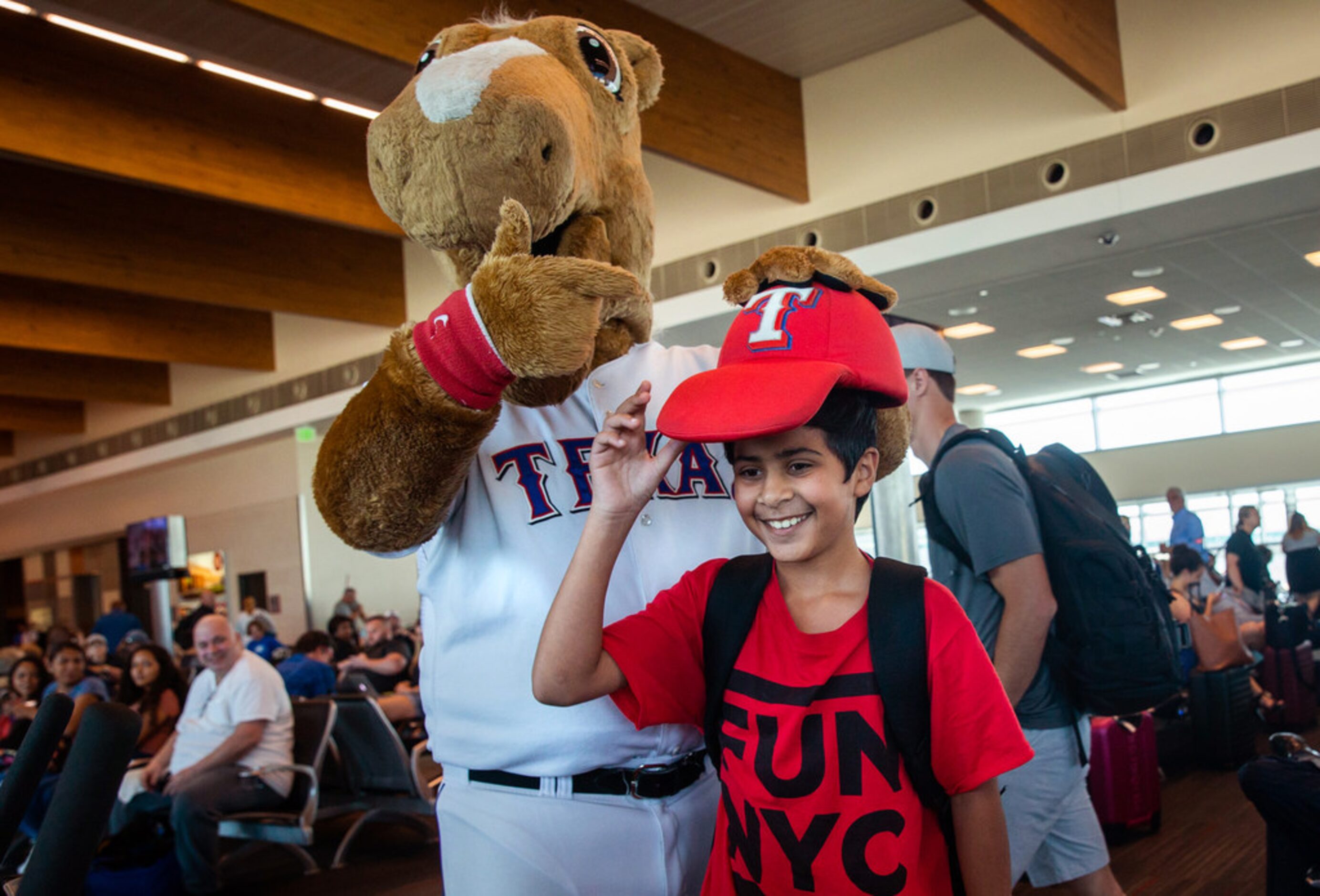 Rangers Captain, mascot for the Texas Rangers team, replaces Ibraheem Samee's Houston Astros...