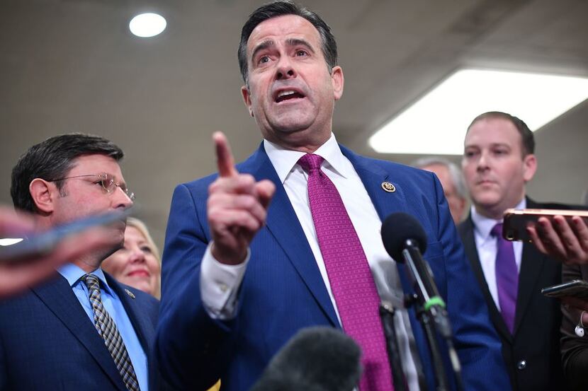 Rep. John Ratcliffe, R-Texas, speaks to the press on January 27, 2020, during the Trump...
