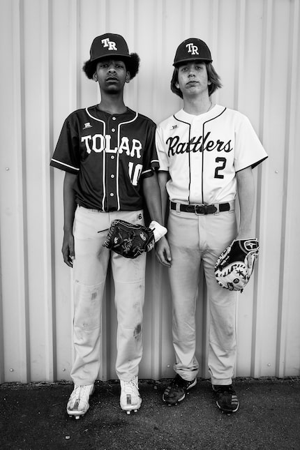 Richard Sharum photographed these two high school baseball players at a practice in Tolar,...