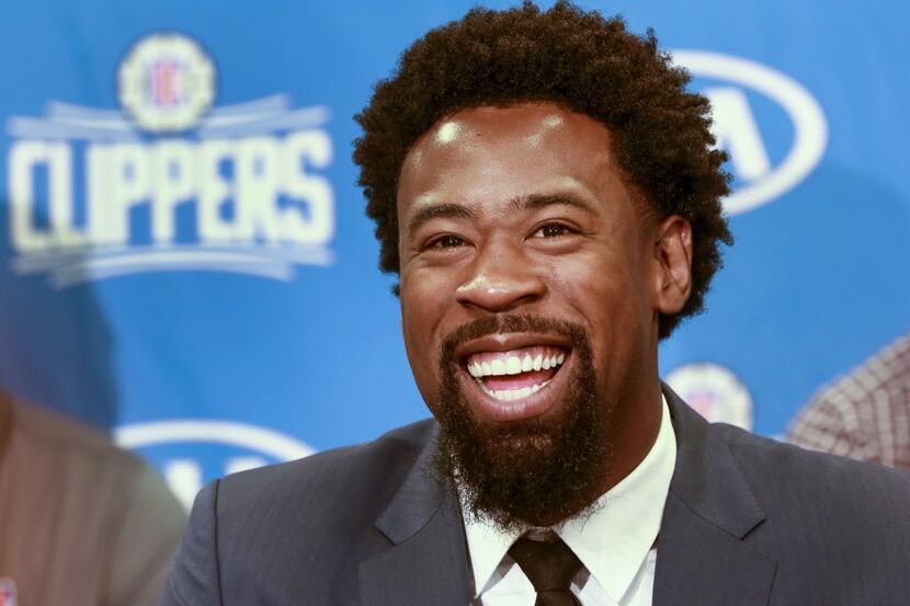 Los Angeles Clippers DeAndre Jordan, the league rebounding champion, is reintroduced by the...