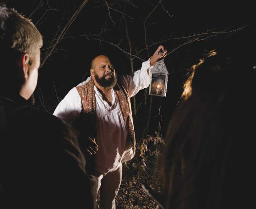 An actor portrays Jack Hunter, a fugitive slave encountered by participants in the Follow...