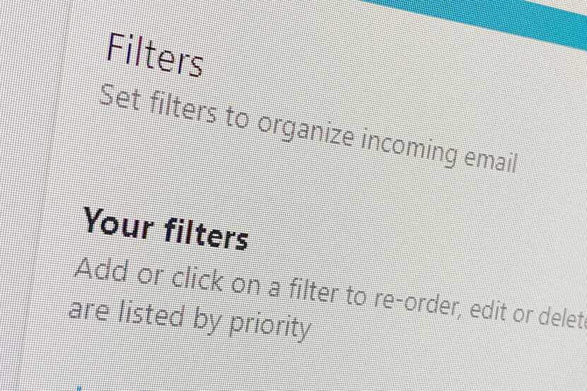 The filter settings in Yahoo Mail.