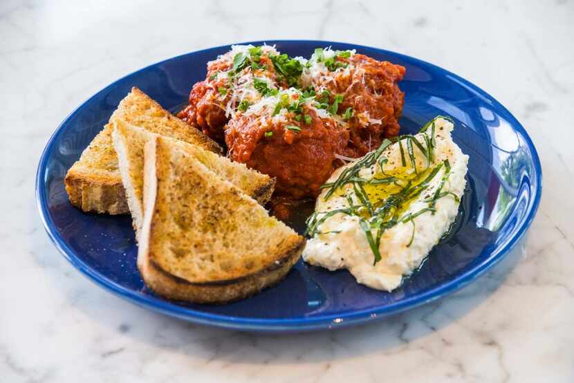 Dry-aged beef meatballs with ricotta at Sassetta in the Design District in Dallas