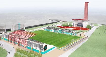 An illustration of the planned Bold Stadium at Circuit of the Americas in Austin, TX.