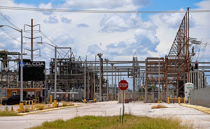 A sign of the old Alcoa Rockdale Power Plant at the former coal-fired Sandow power plant...