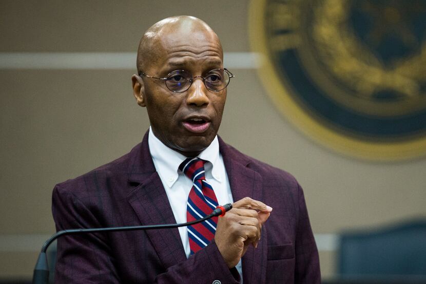 Rep. James White, R-Hillister, speaks during a press conference held by Texas Prisons...