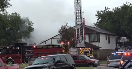 A fire broke out a  home in the 2000 block of Oakmeadow Court in Bedford on Tuesday.