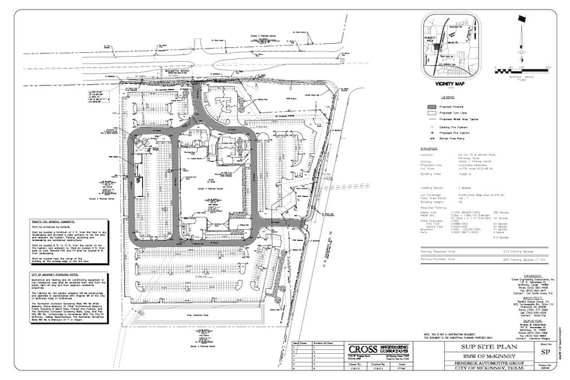 A site plan for the new BMW of McKinney