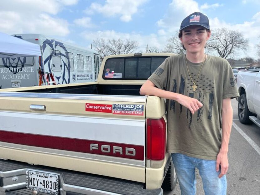 Rowdy Carlton, 19, poses for a photo outside the Kaufman County courthouse on March 5, 2024....