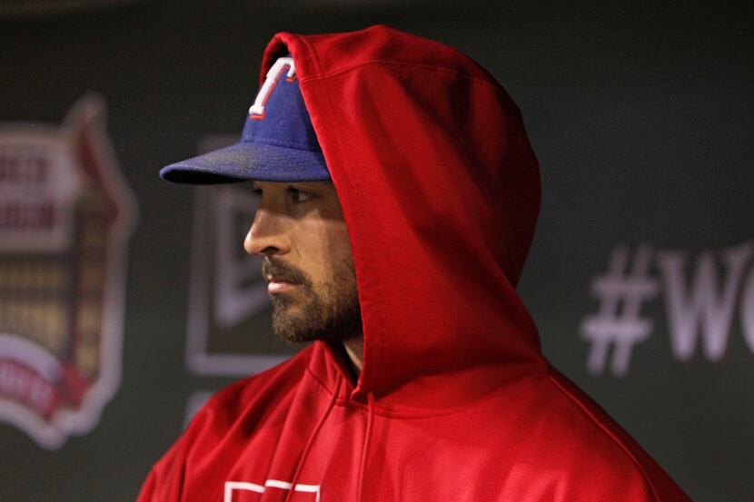 Texas Rangers pitcher C.J. Wilson is pictured during Game 2 of the World Series between the...