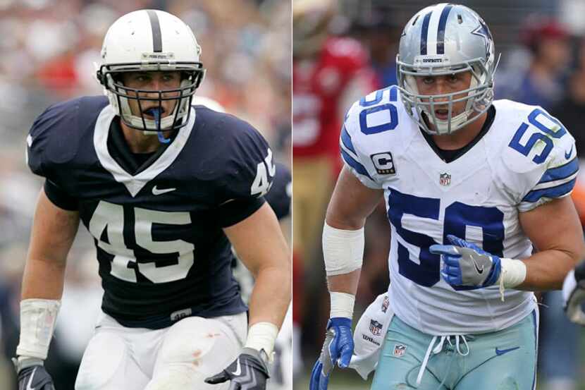 Sean Lee with Penn State in 2009 (left) and with the Dallas Cowboys in 2016.