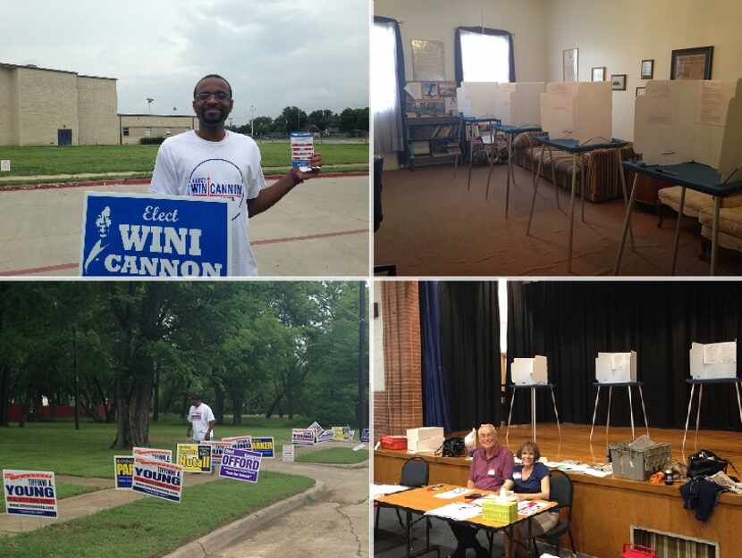  Saturday proved a sleepy Election Day in Dallas. Clockwise from top left: A volunteer...