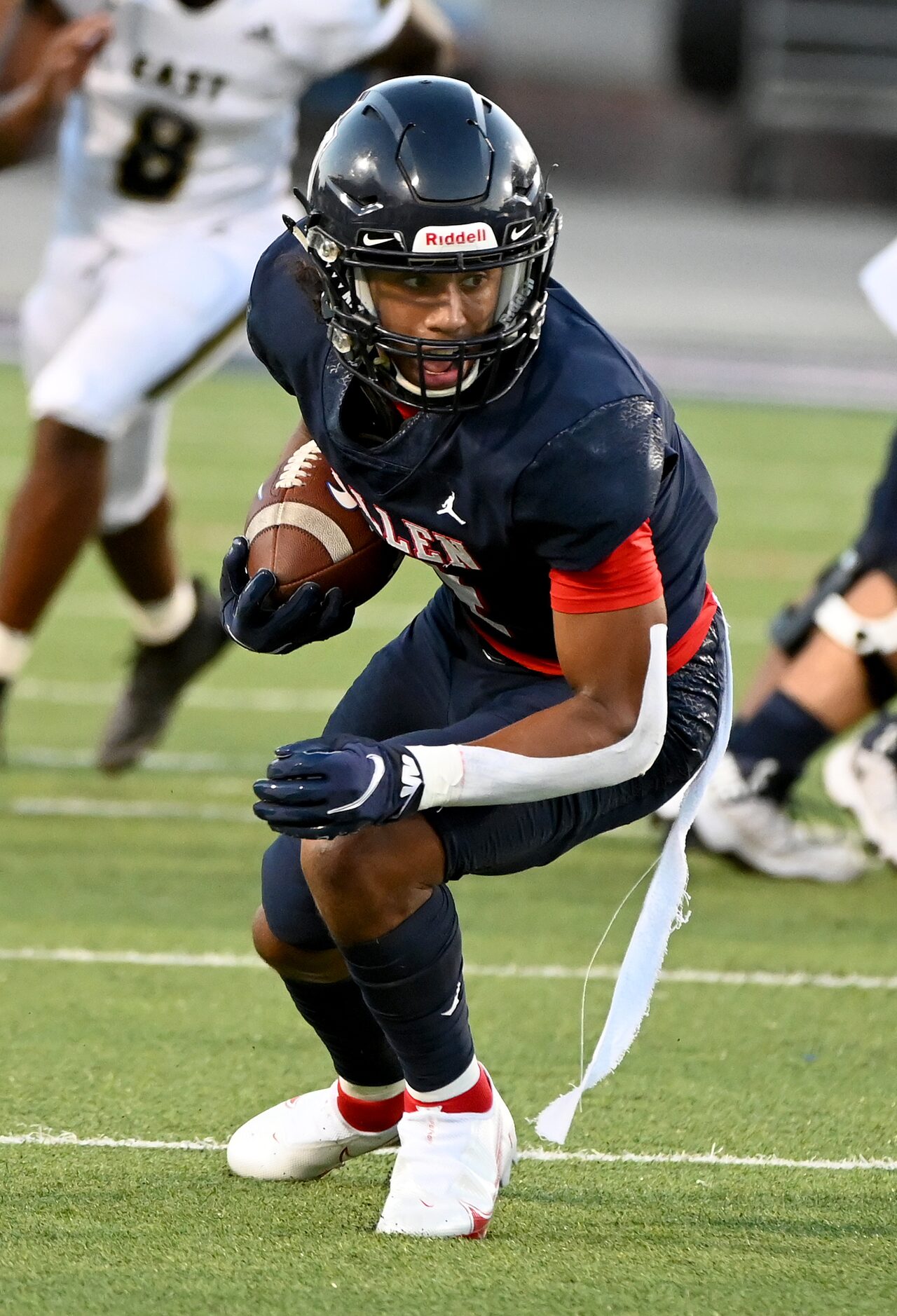 Allen’s Jordyn Tyson catches a pass in the first half during a high school football game...