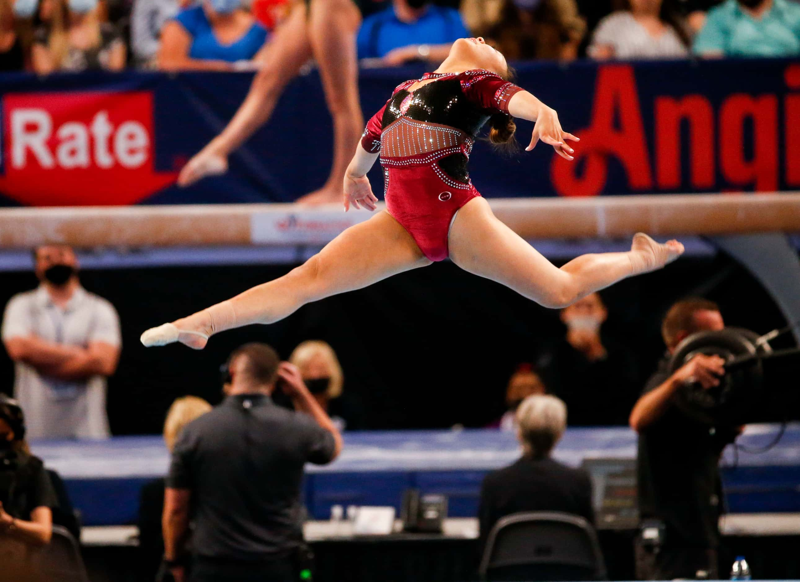 Emma Malabuyo performs on the floor during day 1 of the senior women's US gymnastics...