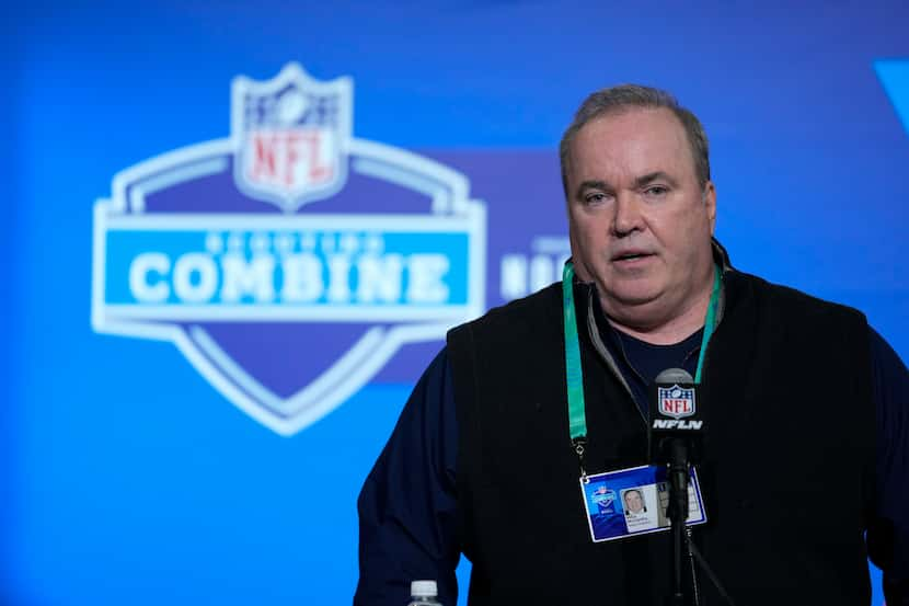 Dallas Cowboys head coach Mike McCarthy speaks during a press conference at the NFL football...