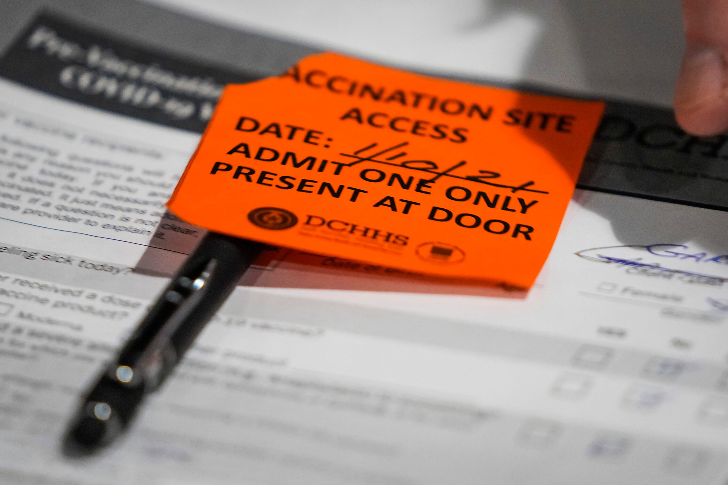 The ‘Golden Ticket’ is part of the paperwork needed to receive the COVID-19 vaccine at Fair...