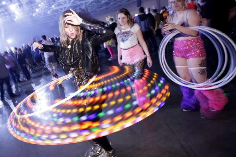 Alani Rondon dances during the Lights All Night festival at the Dallas Convention Center in...