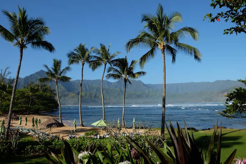 The St. Regis Princeville offers up tremendous views of the ocean and the mountains along...
