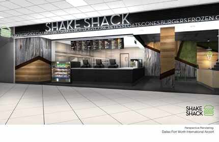 A rendering of the new Shake Shack coming to DFW International Airport in 2018. Fans can...