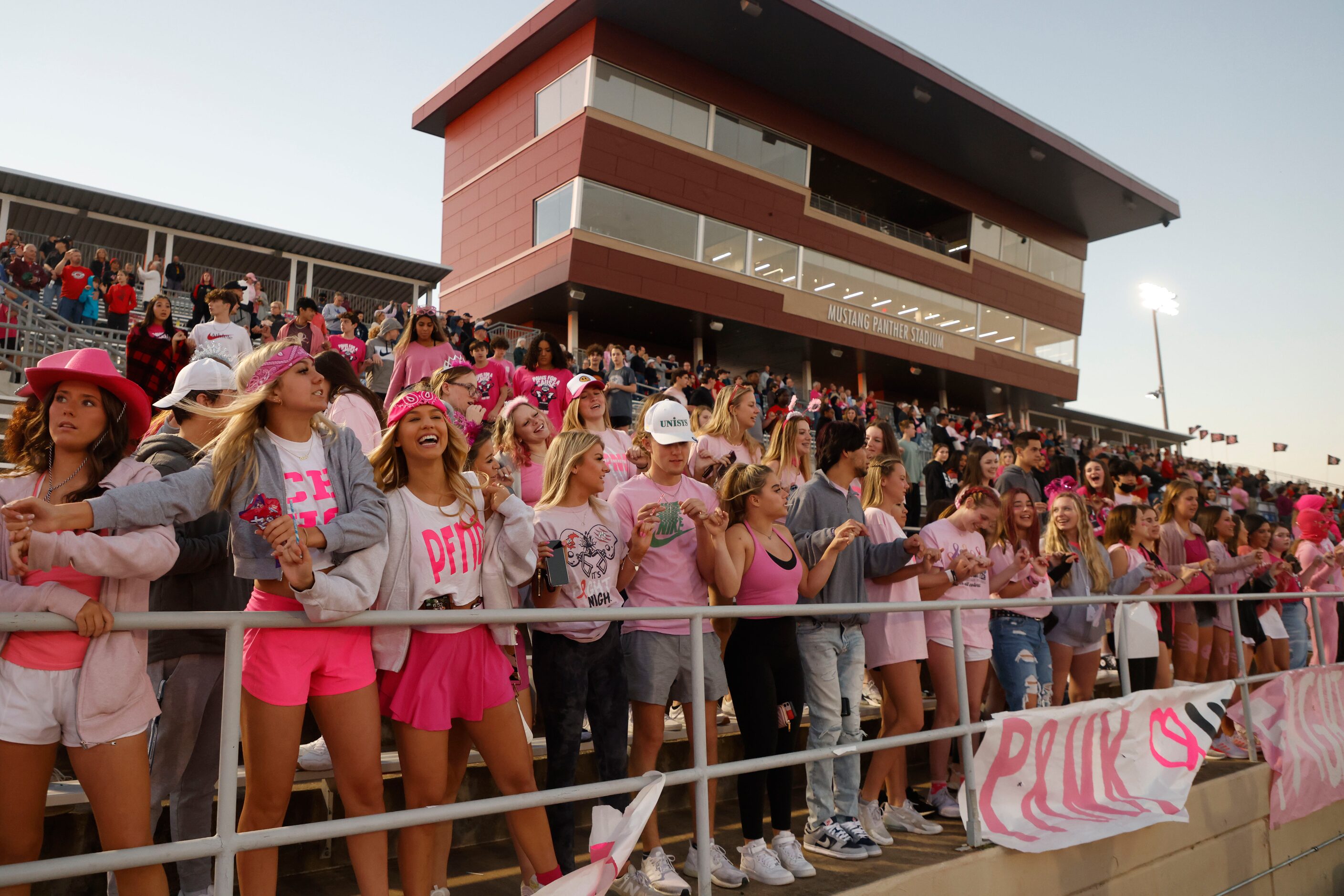 Colleyville Heritage students wore pink for Cancer Awareness during a high school football...