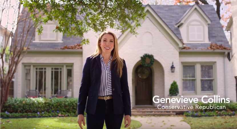 Dallas Republican Genevieve Collins, seen here in her first digital advertisement, is...