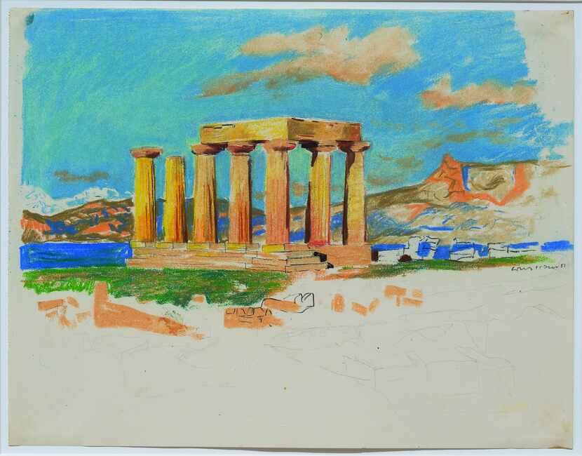 Louis I. Kahn, "Temple of Apollo, Corinth, at Midafternoon, 1951." Pastel and charcoal on...