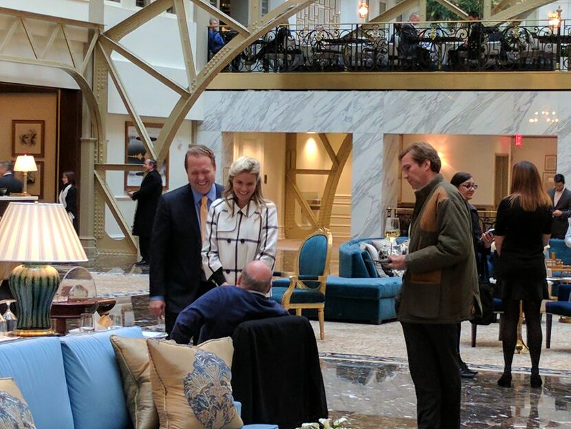 Gentry Beach (left) and his wife, Kathryn, visited the lobby of the Trump International...