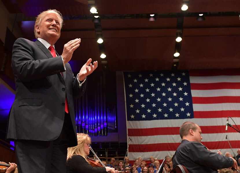 US President Donald Trump arrives to speak during the Celebrate Freedom concert at the John...