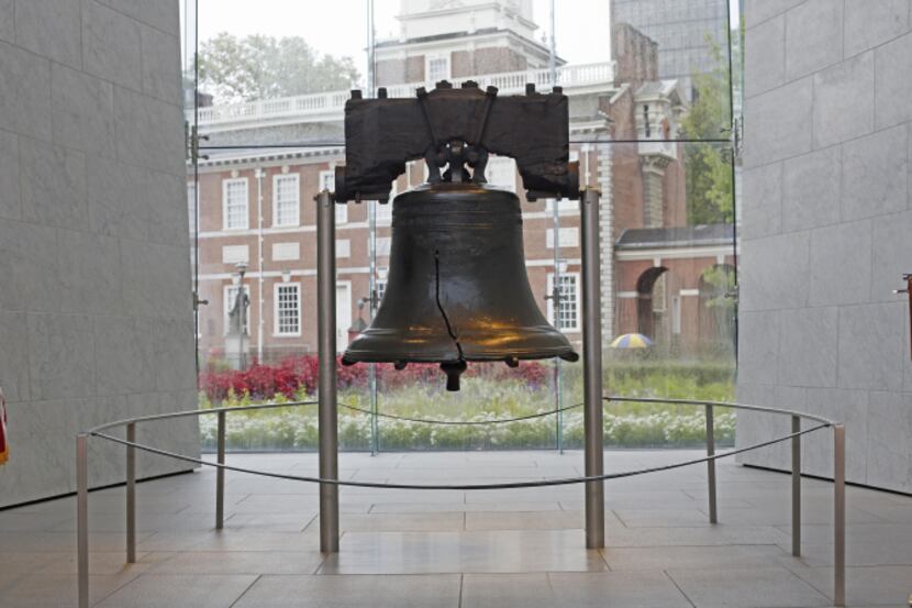 The Liberty Bell and Independence Hall in Philadelphia.