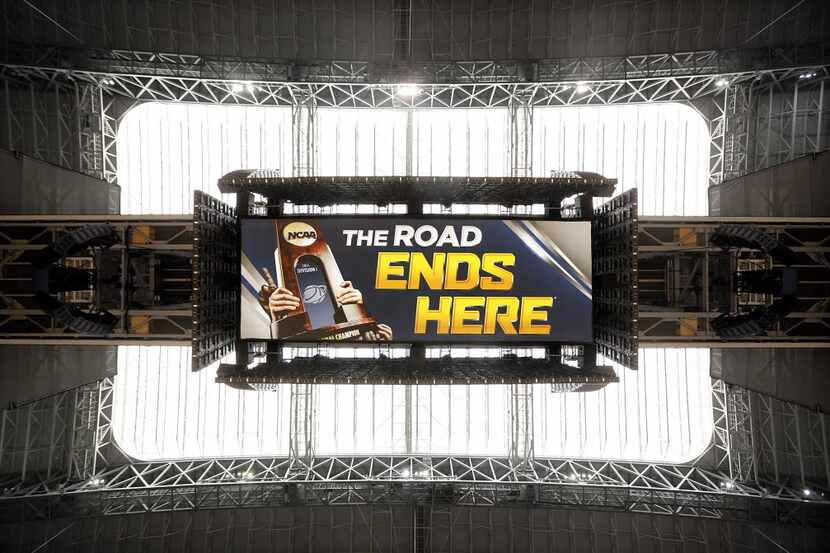 When the players tip-off for the NCAA Final Four at AT&T Stadium, they will be looking up at...