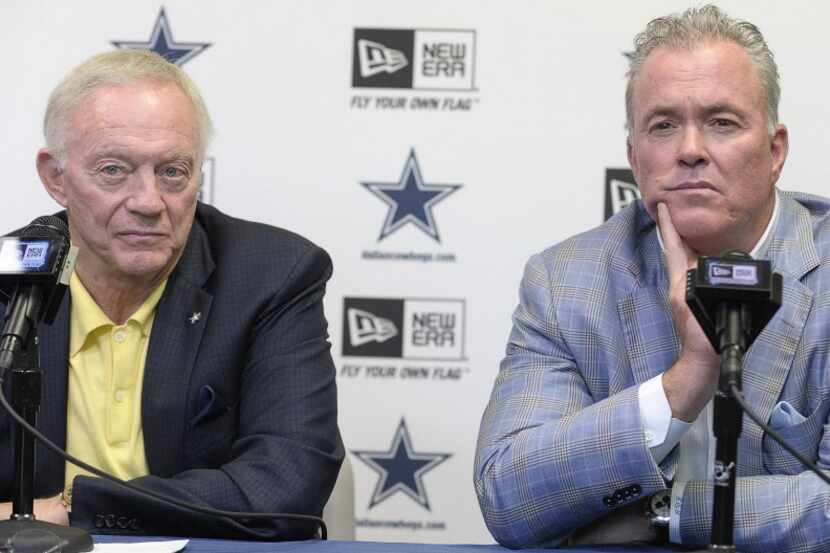 Dallas Cowboys owner Jerry Jones, left, and Dallas Cowboys Executive Vice President Stephen...
