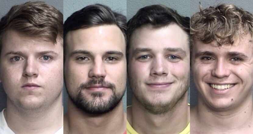 From left: Michael Frymire, 20; Samuel Patterson, 21; Ty Robertson, 21; and Christian...