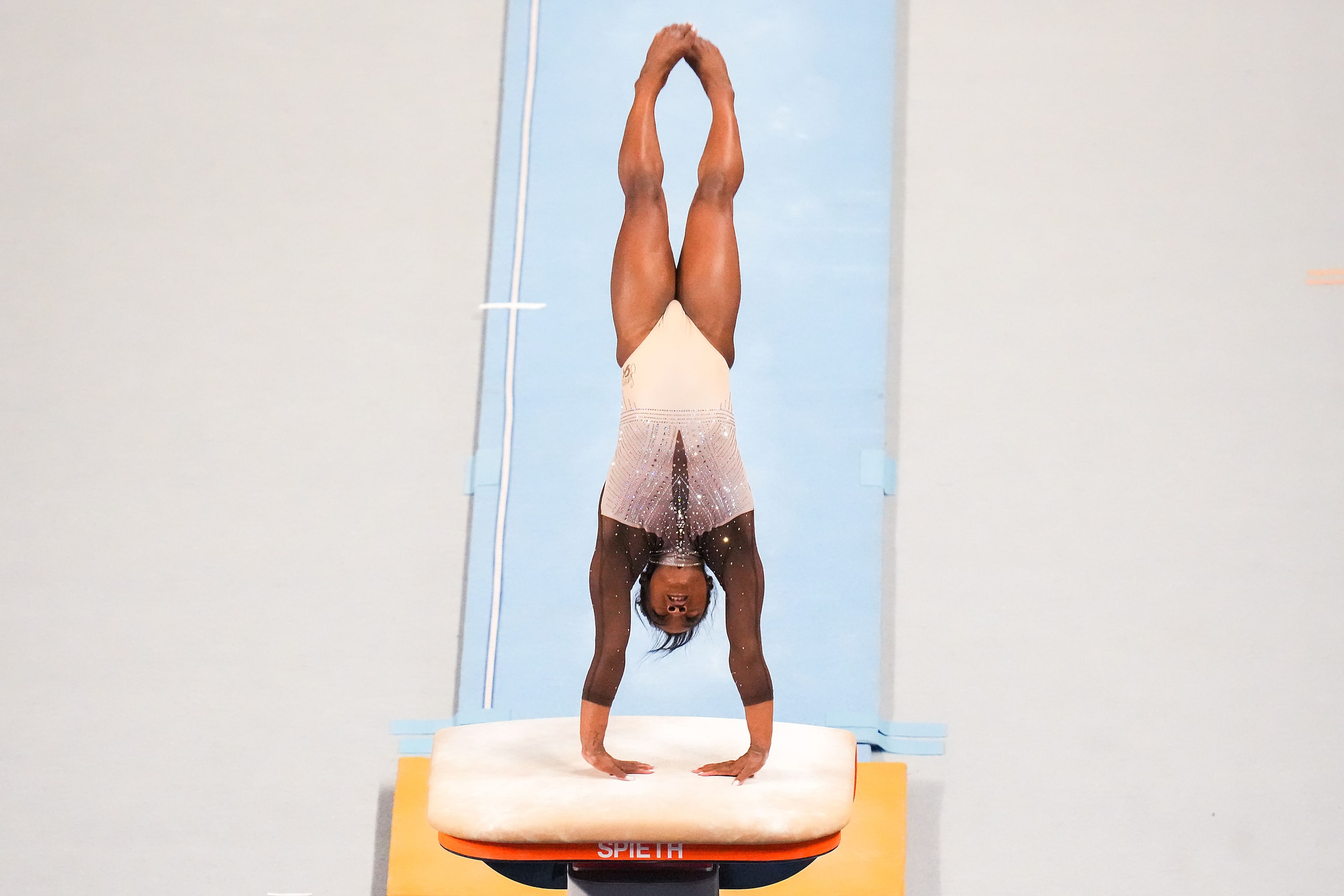 Simone Biles competes on the vault during the U.S. Gymnastics Championships on Sunday, June...