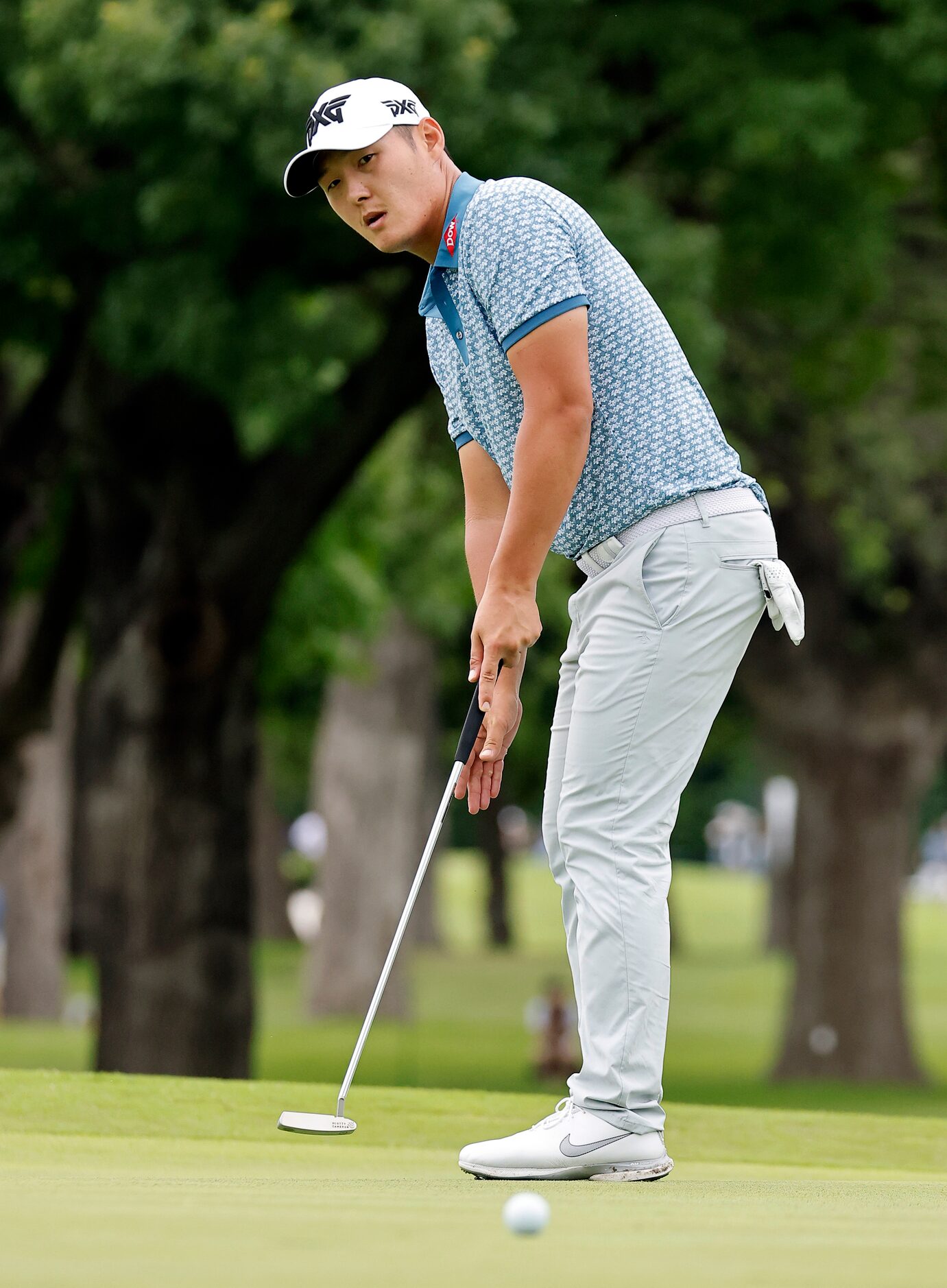 Professional golfer Danny Lee putts on No. 6 during round two of the Charles Schwab...