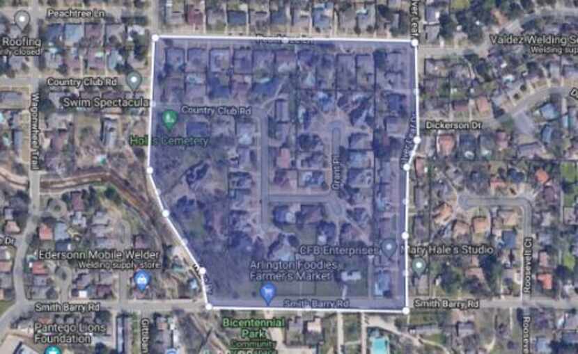 Arlington police are asking the public to avoid the area highlighted in blue because of an...