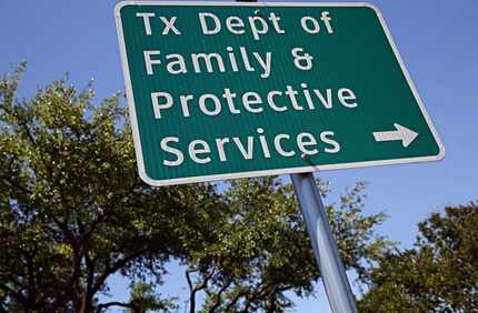 A sign outside of the Texas Department of Family and Protective Services office in Dallas....