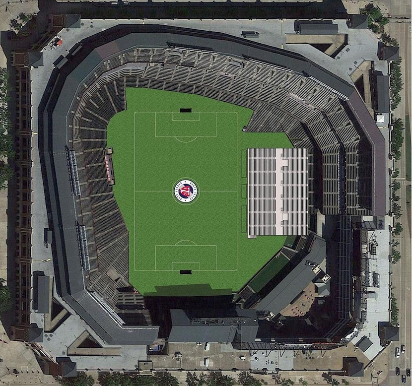 Rendering of the overhead view of Globe Life Park as it will be configured for North Texas...